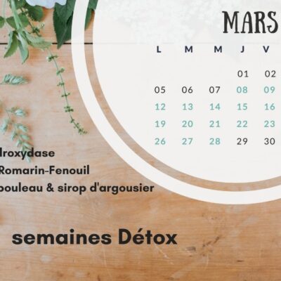 Calendrier de suivi Détox Mars 2018